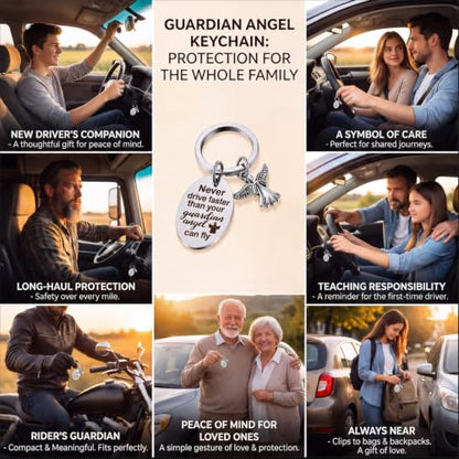 Hotop Sweet Guardian Angel Keychain New Driver Key Ring Gift - color: Silver