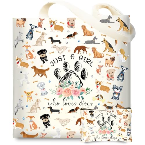 DHQH Cute Gifts for Dog Lover, Dog mom Gift Reusable Grocery Beach Shopping Bag for Women, Birthday Gift for Mom Daughter Friends Sisters Who Loves Dogs - style: Bag-dog
