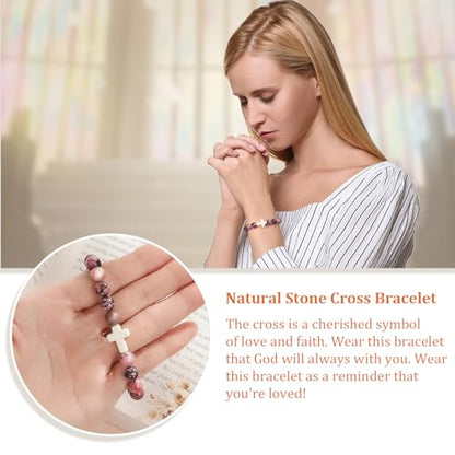 Christian Grandparents - Day Gifts for Women, Religious Cross Bracelet - color: Every -Red