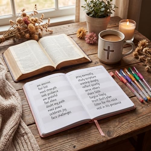 Thboxes Guided Bible Study Journal, A5 Church Notes, Prayer Notebook, Pink - color: Pink
