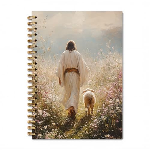 DOFQZ Christian Jesus and Lamb Christian Bible Religious Inspirational Spiral Notebook Journal,Vintage Christian Jesus Church Prayer Notebook Gift for Women Girls, 5.5 x 8.3 Inches - color: 16Child