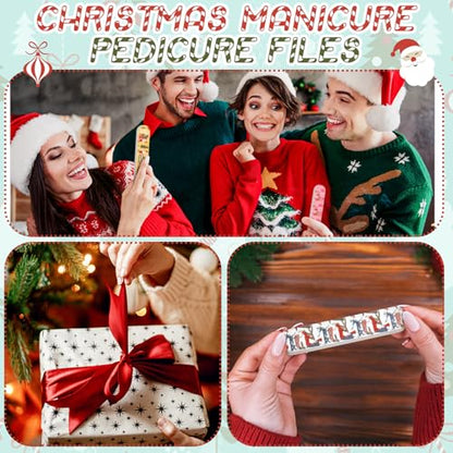 50 Pack Christmas Mini Nail Files Bulk Xmas Emery Boards Gifts - style: Elegant