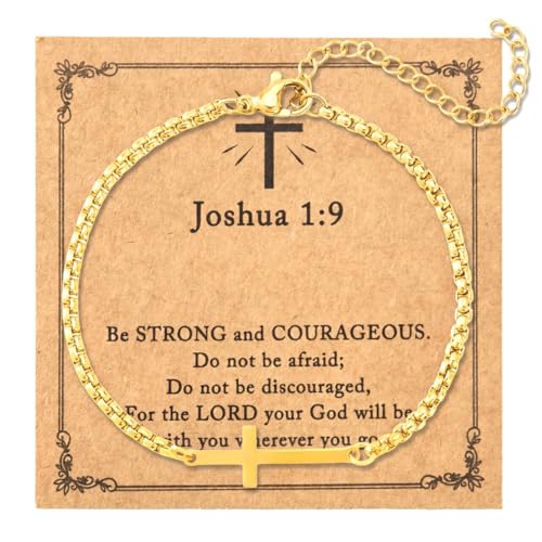 Cross Bracelet for Men with Inspirational Card - color: Gold