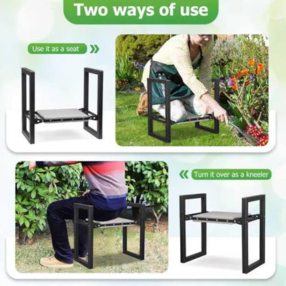 LLARGUEST Garden Kneeler and Seat,Heavy Duty Foldable Kneeling Chair with Handle,Comfortable Wide 12" Garden Kneeling Pad, Gardening Gifts for Seniors Outdoor Planting, Camping, Fishing