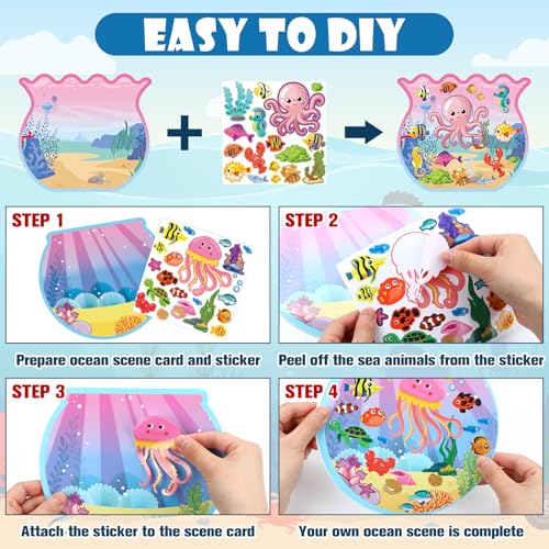 Frienda 48 Sets Fish Ocean Stickers Craft Kit, Summer Scene DIY Bulk - style: Fish