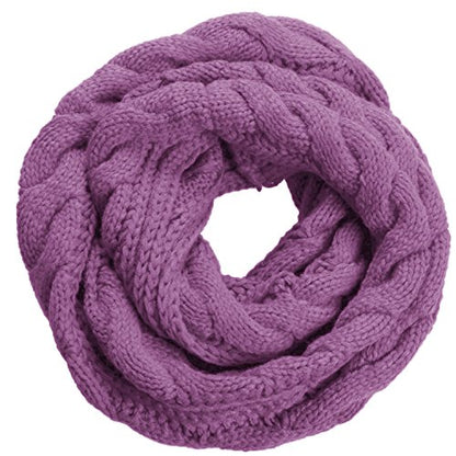 NEOSAN Womens Thick Ribbed Knit Winter Infinity Circle Loop Scarf - color: Twist Grape Purple