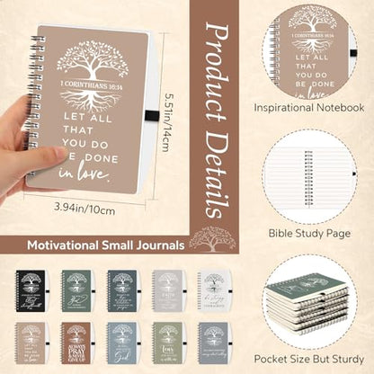 Kosiz 100 Pcs Bible Verse A6 Spiral Notebooks Bulk with Pens, Boho Color - color: Boho Color
