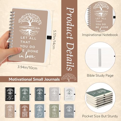 Kosiz 100 Pcs Bible Verse A6 Spiral Notebooks Bulk with Pens, Boho Color - color: Boho Color