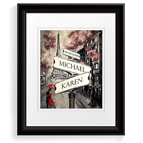A&T ARTWORK Lovers Roadcrossing Signs Photo Prints Gift,includes Names and the Date Unique Gift for the Anniversary.11X14 inches D-Mats UNFRAMED - color: Lovers Roadcrossing Signs, size: 11x14"