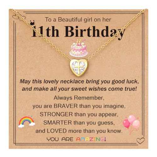 3-12 Year Old Birthday Gifts Heart Cross Necklace Gifts - style: 11th Birthday