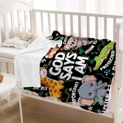 Animals Bible Blanket,Christian Gifts,God Says I Am Throw Blankets,30x40" - color: Bible-animals, size: 30"x40"