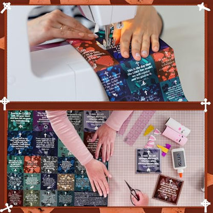 Fanfanwin 38 Sets Prayer Quilt Squares with Crosses, Retro1, Brown - color: Brown, style: Retro1