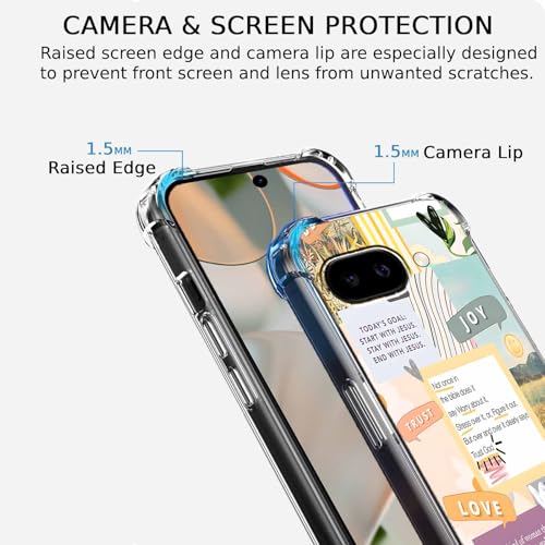 Christian Quotes Bible Motivational Words Collage Pattern,Soft TPU Bumper Phone Case for Google Pixel 9a - size: Google Pixel 9a