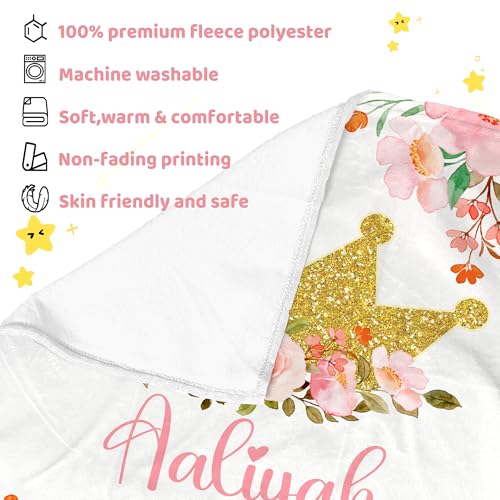 Personalized Baby Crown Blanket for Girls with Name - color: Crown