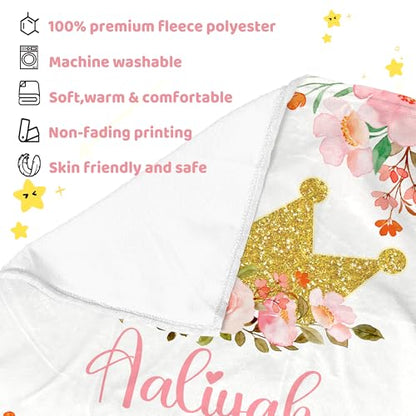 Personalized Baby Crown Blanket for Girls with Name - color: Crown