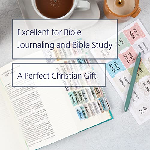 Mr. Pen- Bible Tabs, 75 Pcs, Laminated Tabs for Old & New Testament - color: Floral Design Black Writings