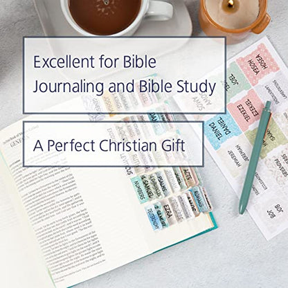 Mr. Pen- Bible Tabs, 75 Pcs, Laminated Tabs for Old & New Testament - color: Floral Design Black Writings