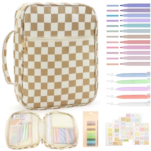 Zkptops Bible Cover Case for Women Girls Large Bible Bag Cotton Quilted Checkered Bible Carrying Case with Zipper Pocket and Handle Carrying Book Cover for Christian Study Supplies Christian Gift - color: Fm Checkered