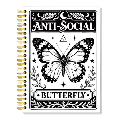 ERHACHAIJIA Anti-Social Butterfly Spiral Notebooks for Tarot Enthusiasts - color: Black-white