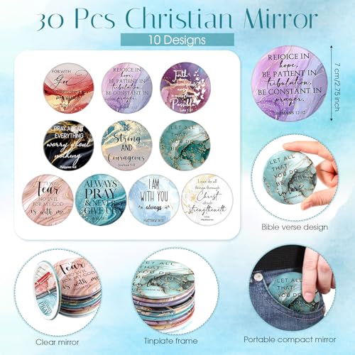 Gueevin Christian Gifts Bulk 30 Sets, Bible Verse Pen Bookmark Mirror Set