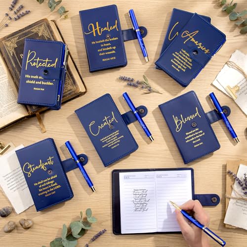Spakon 10 Sets Christian Notebook with Pen Set, Bible Verse, Blue - color: Blue, size: Bible Verse