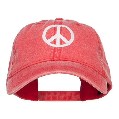 e4Hats.com Peace Symbol Embroidered Washed Cap - color: Red