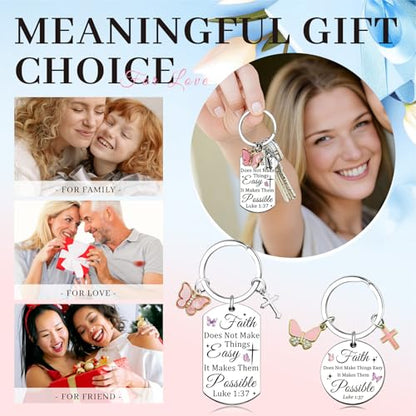 2 Pcs Christian Gifts for Women Inspirational Bible Verse Keychain Butterfly Cross Christian Keychains Spiritual Faith Biblical Religious Gifts for Women Moms Sisters Friends