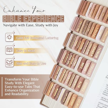 Laminated Bible Tabs for Women and Men, Gold Foil Embossed Lettering - style: Amber Brown