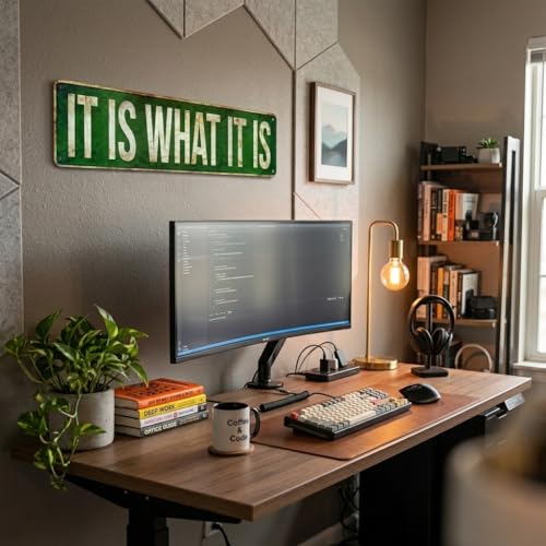 It Is What It Is Funny Metal Street Sign, Vintage Aluminum Wall Decor 15 x 4 Inch, Rustic Green Retro Road Sign for Man Cave Office She Shed Garage Home Gift - color: It Is What It Is