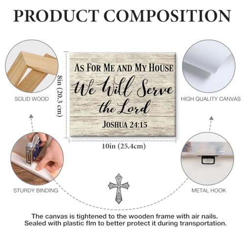 Christian Bible Verse Wall Art Decor - Scripture We Will Serve the Lord Canvas Print Picture Religious Wall Decor for Home Farmhouse Living Room 8x10 Inch Framed - color: color-k