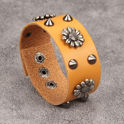 Jeilwiy Punk Rock Gothic Black Rivet Leather Spiked Necklace Collar Neckband Leather Choker Necklace for Women Mom Gifts Adjustable - color: HGB151-Orange