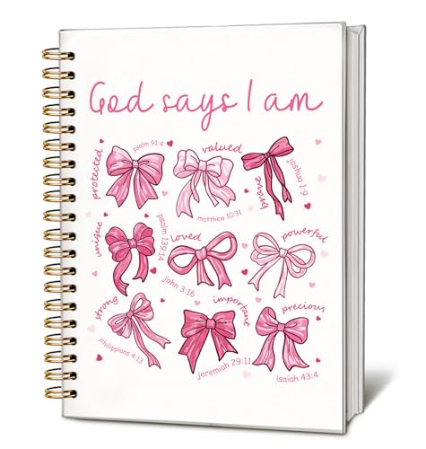 Coquette Pink Bow God Says I am Christian Noteboo Journal for Women - color: God Says I'am -pink