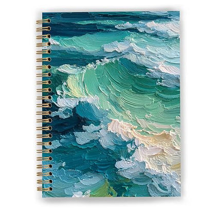 GDJIEGBC Blue Beach Wave Notebook, Coastal Beachy Journal for Women Men, Beach Lover Gifts, Abstract Teal and Blue Ocean Seascape Spiral Notebook Journal 5.5x8.3 - color: Color 16
