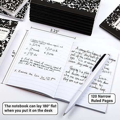 feela 70 Pack Mini Composition Notebook Bulk, Cute Pocket Composition Note Pad, Small Journal Notebooks for Students College School Supplies, 4.5" X 3.25", Narrow Ruled, Black Marble Covers - color: 70 Pack Black