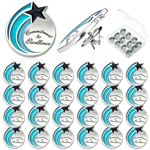 Huquary 30 Pcs Award Lapel Pins - style: Excellence Recognition Service Star