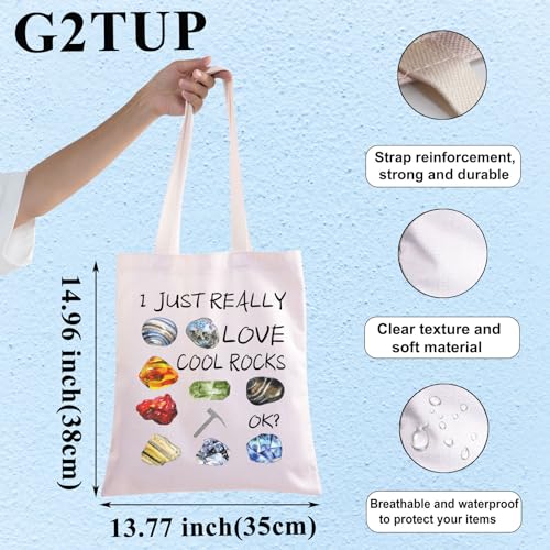 G2TUP Rockhounding Lovers Rock Collectors Tote Bag I Just Really Love Cool Rocks Geology Gifts Rock Hunter Handbag - color: Really Love Cool Rocks T Bag