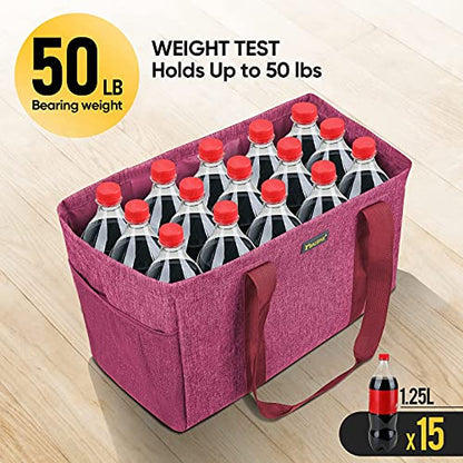 BALEINE Soft 9 Gallon Extra Large Utility Tote, Foldable Reusable Storage Bag (Berry Pink) - color: Berry Pink, size: 1-Pack