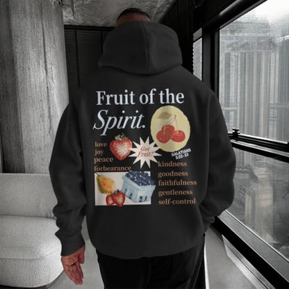 Christian Hoodies for Men Fruit of The Spirit Hoodie Jesus Religious Faith Bible Verse Sweatshirt Graphic Pullover - color: Black, size: XX-Large