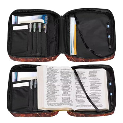 Coldinair Fire Bible Cover Case for Men Women,Bible Bags Book Covers Kids Scripture Carrying Case with Handle and Pocket,Bible Book Carrying Case Tote Handbag - color: Fire