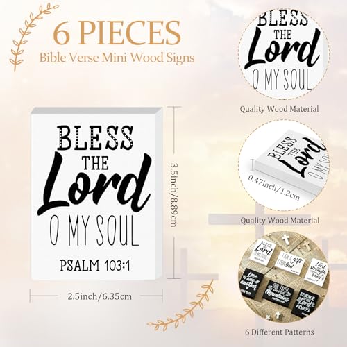 Yalikop 6 Pcs Bible Verse Christian Mini Wooden Sign, Affirmative Style - style: Affirmative Style