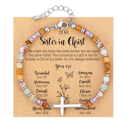 Crystal Cross Bracelet for Women Teen Girls Christmas Birthday Gifts - style: Sister in Christ