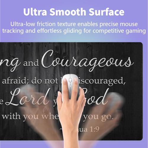Be Strong and Courageous Joshua 1:9 Large Mouse Pad, Rustic Wood Desk Mat - color: Christian Bible Verse Scriptures