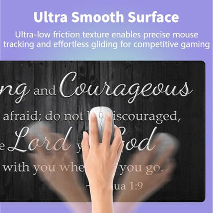 Be Strong and Courageous Joshua 1:9 Large Mouse Pad, Rustic Wood Desk Mat - color: Christian Bible Verse Scriptures
