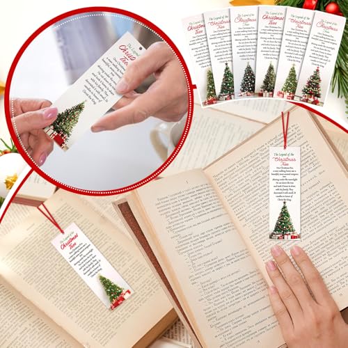 Dispowreath 60 Pcs The Legend of The Christmas Tree Bookmarks Religious Xmas Tree Bookmarks Church Exchange Gifts for Christmas Men & Women Sunday School Church Prizes Party Favors - style: Christmas Tree