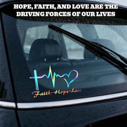 Hope Faith Love Heart Car Decal Stickers, Jesus Cross Sticker, Colorful - color: Colorful