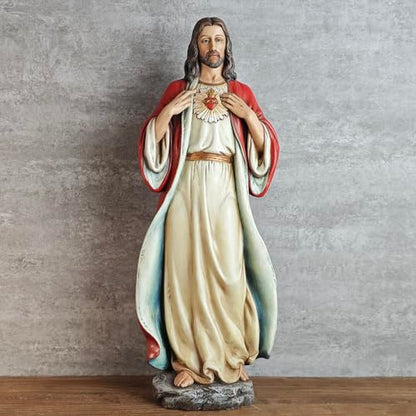 BC Catholic Sacred Heart of Jesus Statue 16.7" H Large Jesus Christ Statue - size: 16.7 inches H
