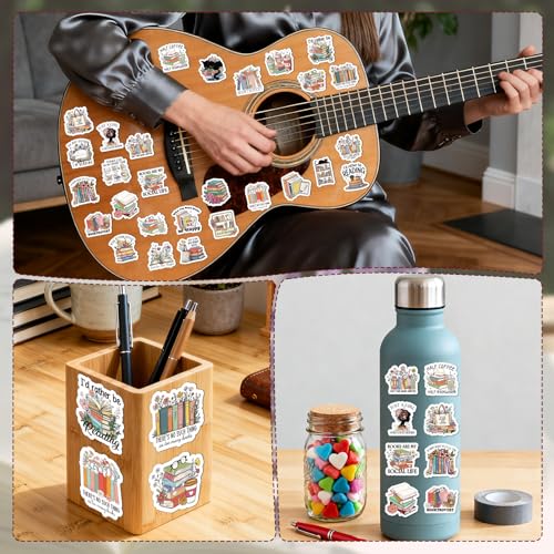 100 Pcs Book Lover Reading Stickers Vintage Bookish Sticker - style: Book Lover