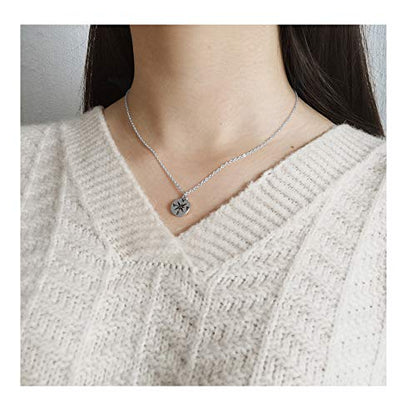 Baydurcan Silvery Necklace for Women Pendant Chain Friendship Necklace Gift - style: compass 3s