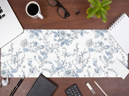 Light Blue Mouse Pad, Blue Flroal Desk Mat for Desk 31.5x11.8 - color: Chinoiserie Blue Flroal, size: 31.5L x 11.8W inches