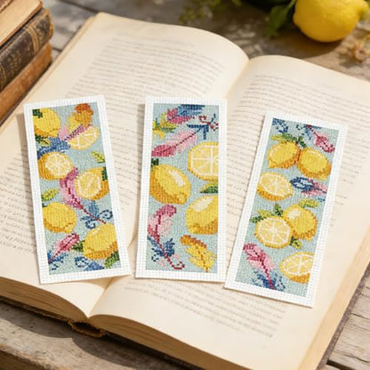 ORIGACH 6 Pack Lemon & Feather Cross Stitch Kit - style: Fresh Lemon & Feather